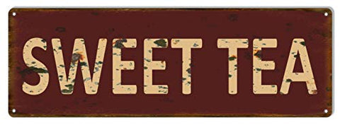 ArtFuzz Sweet Tea Nostalgic Advertisement Country Sign .040 Aluminum 9?x30?