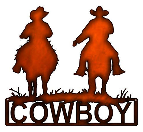 Cowboy Laser Cut Out Faux Copper Finish Metal Sign 10.4x11.6
