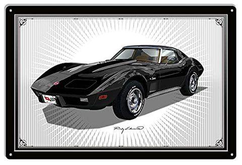 Corvette Sting Ray Black Garage Art Metal Sign Rudy Edwards 12×18