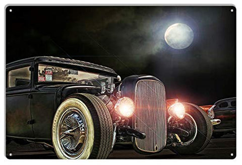 Classic Roadster Metal Sign Hot Rod Garage Shop Art By Artist Bob Kramer 12×18