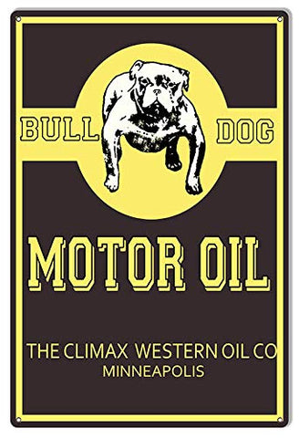Bull Dog Motor Oil Reproduction Garage Shop Metal Sign 12×18