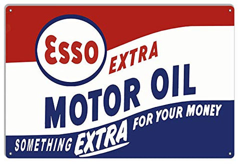 ArtFuzz Extra Large Esso Extra Gas and Motor Oil Sign 18?x30? Reproduction Blue Red