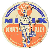 ArtFuzz Milk Mans Kid Reproduction Country Metal Sign 24×24 Round
