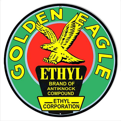 ArtFuzz Golden Eagle Motor Oil Reproduction Garage Metal Sign 14×14 Round