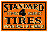 ArtFuzz Standard Tires Sold Here Reprod Aged Looking Gas Motor Metal Sign 12×18