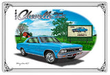 Chevy Super Sport Blue Car Metal Sign By Rudy Edwards 18×30