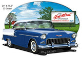 Chevy Blue Heartbeat Cut Out Garage Art Metal Sign Rudy Edwards16.5×24