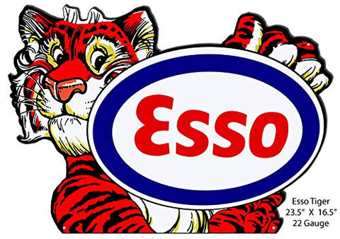 Esso Tiger Gas And Motor Oil Reproduction Metal Sign 23.5×16.5