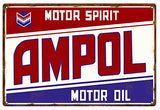 Ampol Motor Oil Reproduction Gas Station Garage Metal Sign 18x30