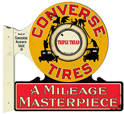 Converse Tires Reproduction Garage Shop Metal Flange Sign 18×19.9