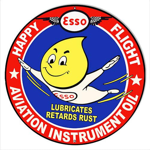 Esso Happy Flight Aviation Instrument Oil Reproduction Metal Sign