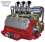 Engine Motor Cut Out Garage Art Metal Sign By Rudy Edwards 17×18.4