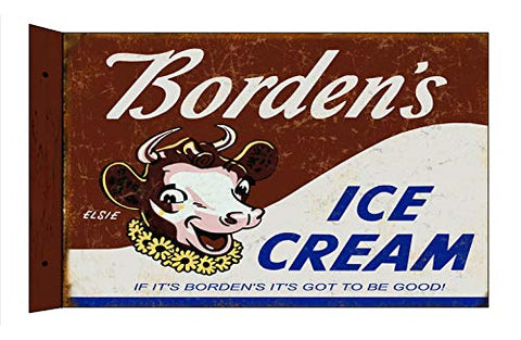 ArtFuzz Borden Ice Cream Nostalgic Reproduction 22g Metal 12 x 18 Flange Sign