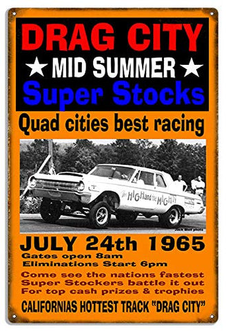 California Drag City Reproduction Motor Speedway Metal Sign 18×30