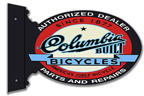 Columbia Bicycles Cut Out Flange Metal Sign 12×22 Oval