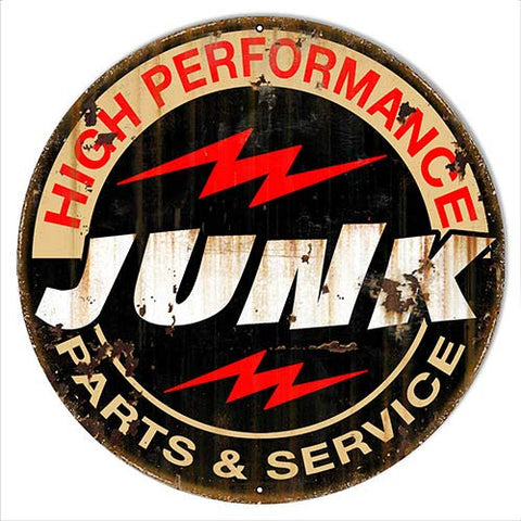 ArtFuzz Junk Service Reproduction Garage Shop Metal Sign 24×24 Round