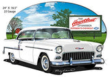 Chevy White Heartbeat Cut Out Garage Metal Sign Rudy Edwards16.5×24