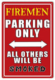 Firemen Parking Only Garage Art Metal Sign 12×18