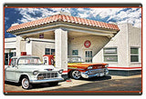 Classic Chevys Hot Rod At Service Station By Artist Bob Kramer 12×18 Metal Sign