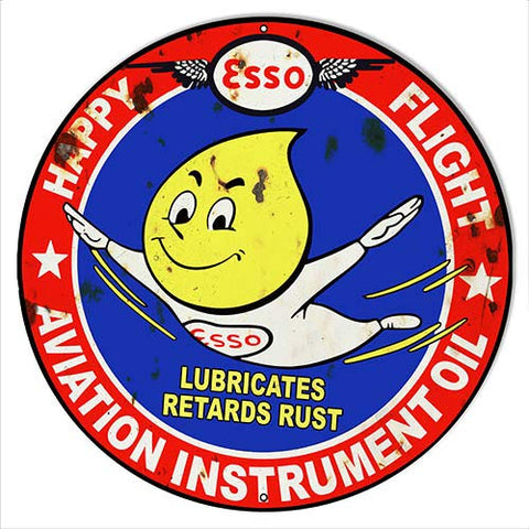 Esso Happy Flight Aviation Instrument Oil Vintage Repro Metal Sign