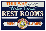ArtFuzz White Rose Ultra Clean Restrooms Reprod Bathroom Metal Signs.040 Alum 16×24