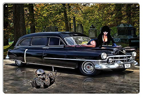 Classic Car 1950s Cadillac Hearst Metal Sign Original Art by Bob Kramer 12×18