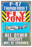 ArtFuzz P-47 Thunderbolt Fly Zone Military Aircraft Reproduction Metal Sign 12×18