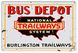 Bus Depot Burlimgton Trailways Reproduction Railroad Metal Sign 12×18