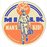 ArtFuzz Nostalgic Advertisement I Am Milk Mans Kid Metal Round Sign 18?x18? Repro