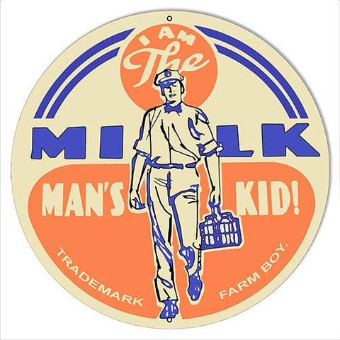 ArtFuzz Nostalgic Advertisement I Am Milk Mans Kid Metal Round Sign 18?x18? Repro