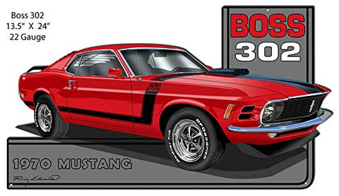Mustang 1970 Series Red Cut Out Metal Sign By Rudy Edwards 13.5×24
