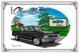 Chevy Super Sport Black Car Metal Sign By Rudy Edwards 16×24