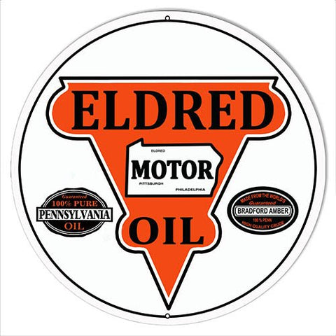 Eldred Motor Oil Reproduction Garage Art Metal Sign 14×14 Round