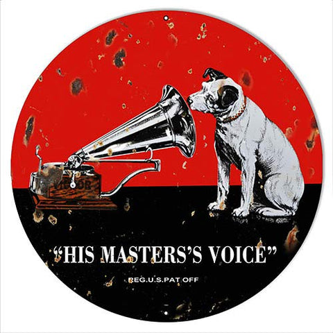 His Masters Voice Reproduction Nostalgic Metal Sign 18×18 Round