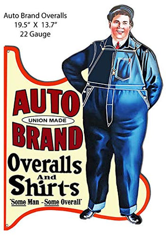 Auto Brand Overalls And Shirts Metal Cut Out Advertisement 19.5?x13.7?