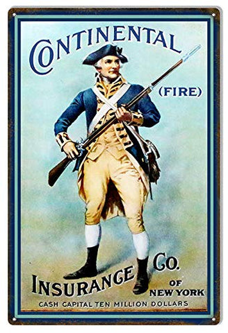 Continental Insurance Reproduction Money Metal Sign 12×18
