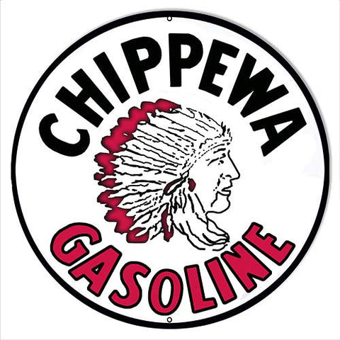 Chippewa Gasoline Reproduction Motor Oil Metal Sign 14×14 Round