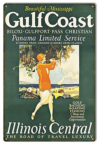 ArtFuzz Illinois Central Railroad Gulf Coast Aluminum Sign 12×18