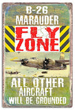 ArtFuzz B-26 Marauder Fly Zone Military Plane Metal Sign by Phil Hamilton