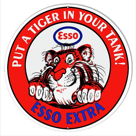ArtFuzz Esso Extra Put A Tiger in Your Tank Reproduction Metal Sign 14? Round