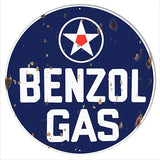 Benzol Motor Oil Reproduction Gas Station Metal Sign 18×18 Round