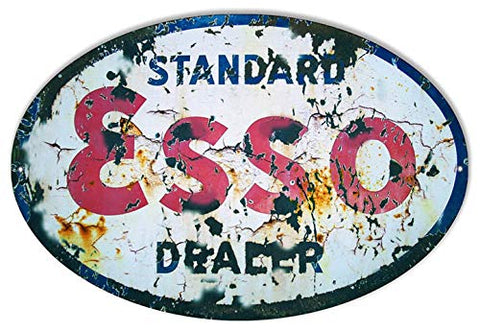 Esso Standard Dealer Vintage Reproduction Oval Metal Sign