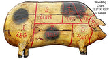 Butchers Pork Chart Wood Looking Pig Laser Cut Out Metal Sign