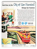 Chicago to San Francisco Southern Pacific Railroad Aluminum Travel Sign