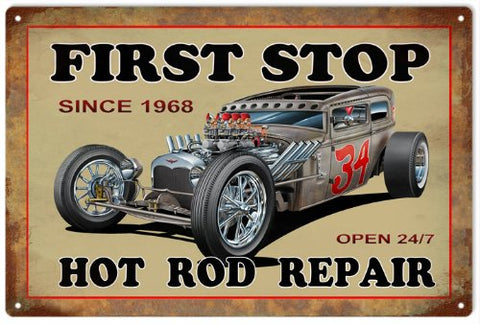 Hot Rod garage Shop Reproduction Gas Station Metal Sign 18x30