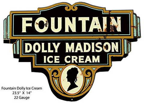 Dolly Madison Fountain Ice Cream Vintage Metal Sign Nostalgic Advertisement