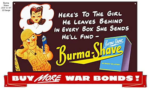 Burma Shave War Bonds Nostalgic Advertisement 23.5?x14? Metal Cut Out
