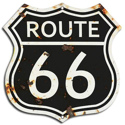 (3) Route 66 Vintage Black Laser Cut Out Garage Shop Metal Sign 7.5Γ7.5