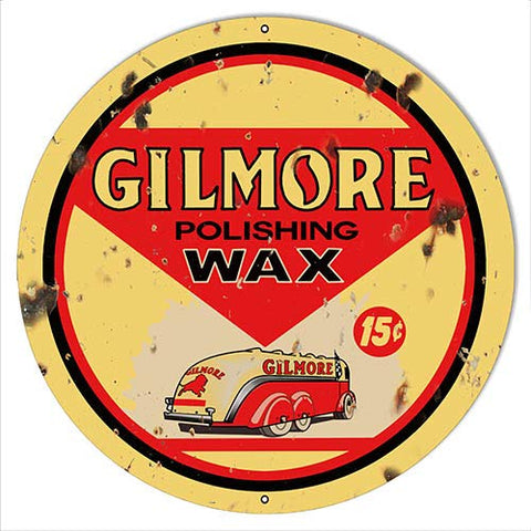 ArtFuzz Gilmore Wax Reproduction Garage Shop Metal Sign 14×14 Round
