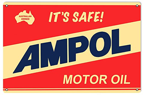 Ampol Gasoline Reproduction Motor Oil Metal Sign 18x30